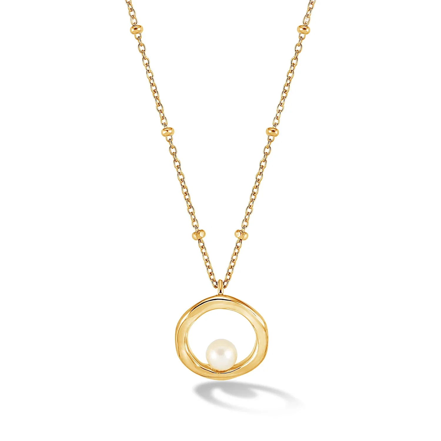 Image of Open Circle & White Pearl Waterfall Pendant