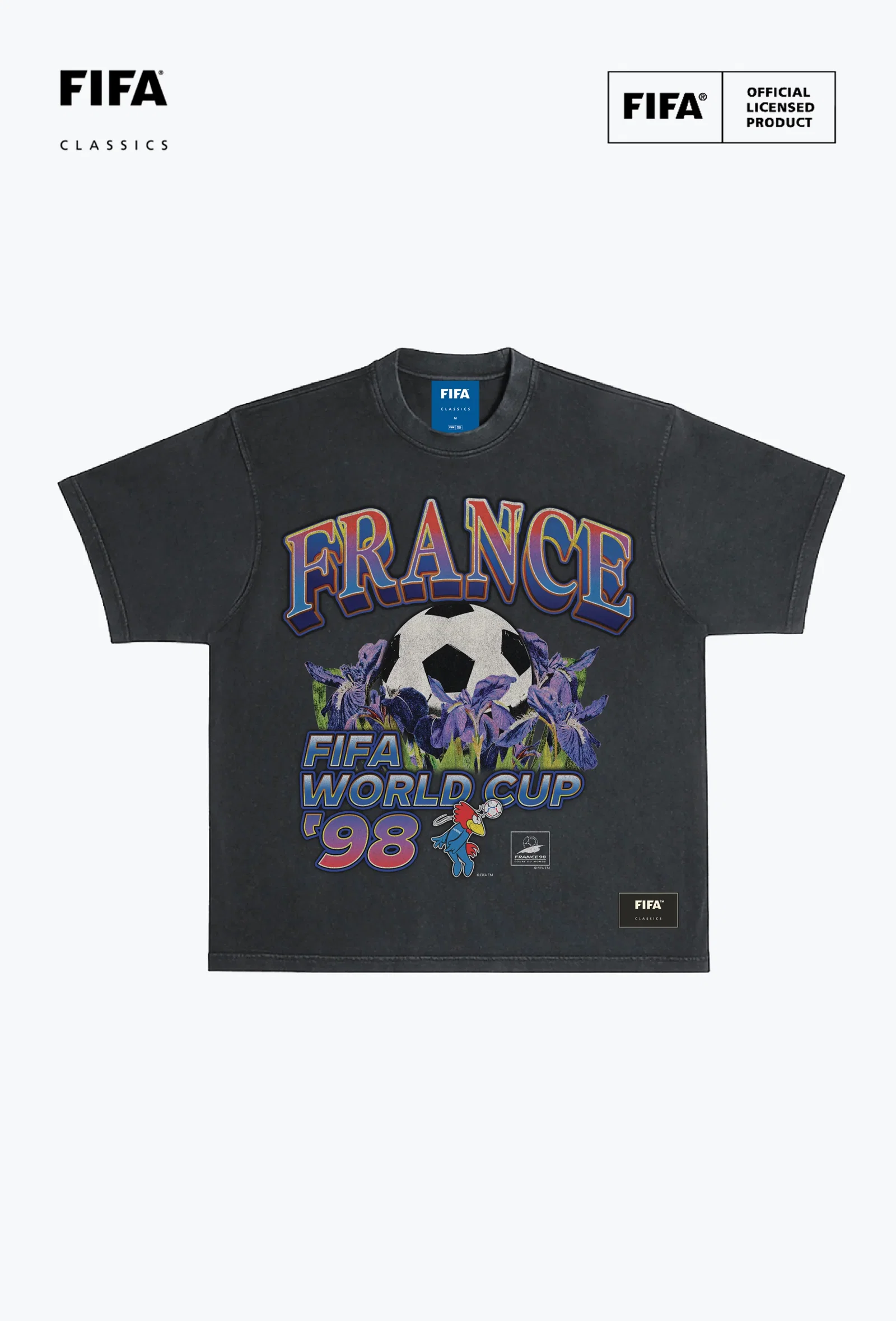 Image of FIFA World Cup 1998™ France Photorealistic Heavyweight Garment Dyed T-Shirt - Black