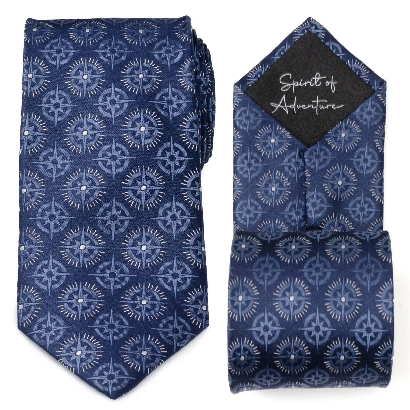 Image of Compass Hidden Message Navy Blue Men's Tie