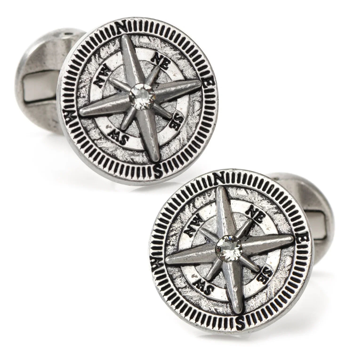 Image of Antique Compass Stainless Steel Cufflinks
