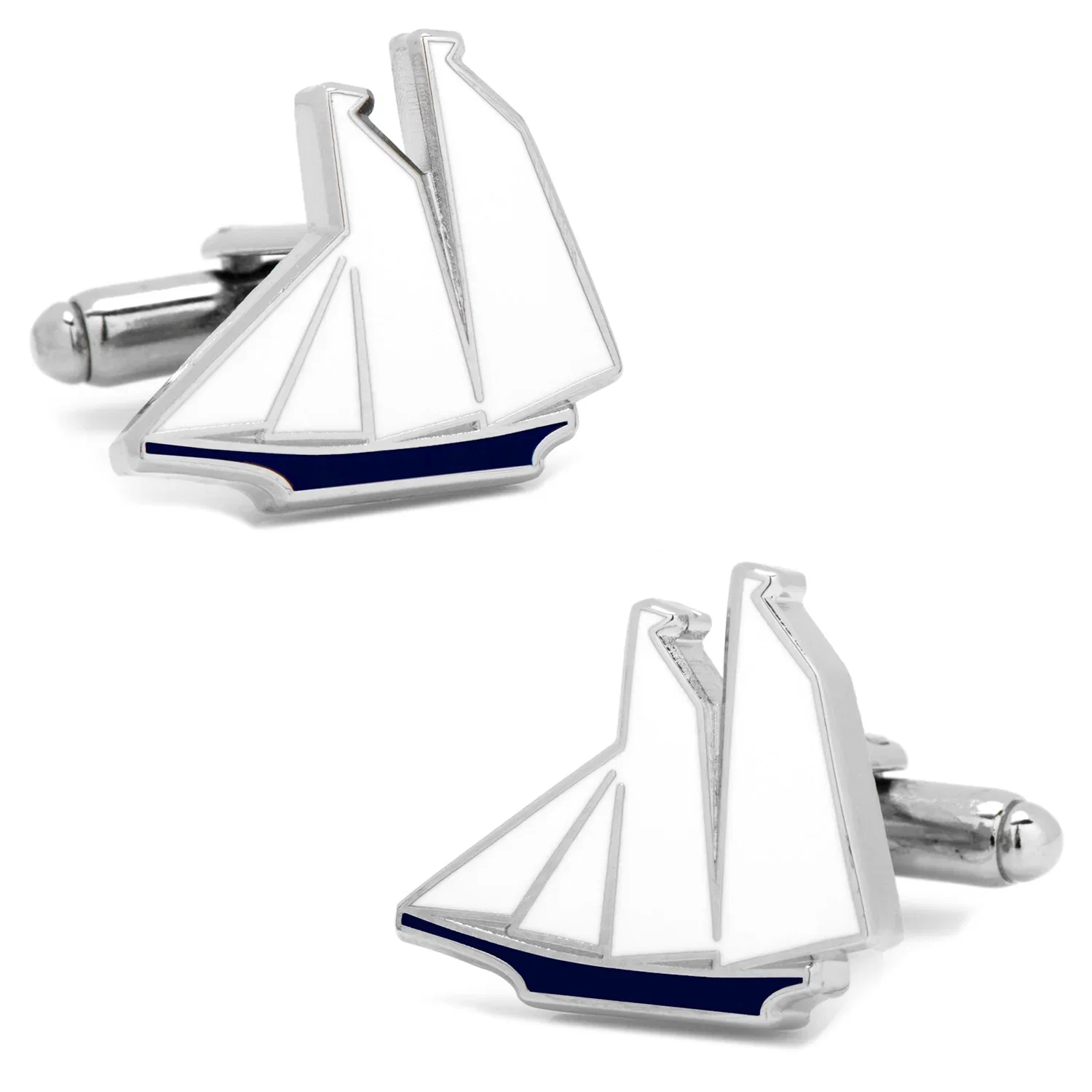 Image of Blue and White Sailboat Cufflinks