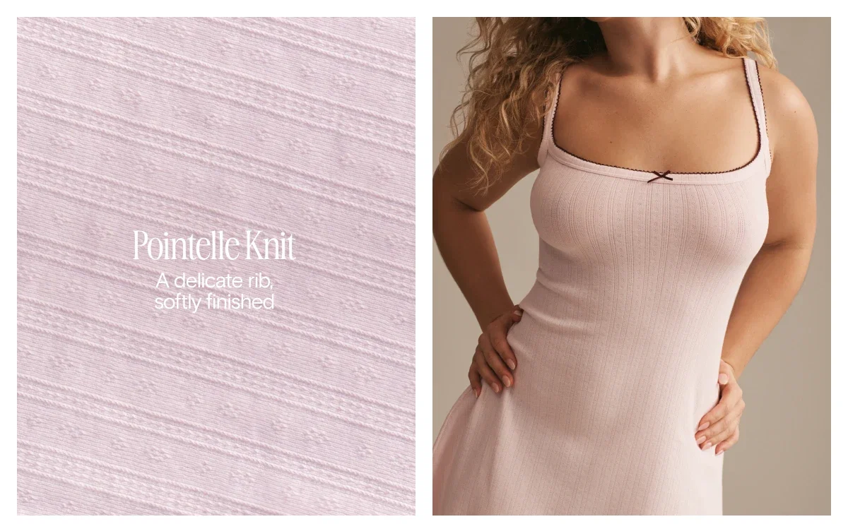 Shop Pointelle Knit. A delicate rib softly finished