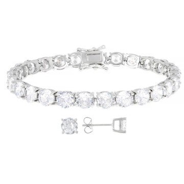 White Cubic Zirconia Rhodium Plated Jewelry Set 37.44ctw