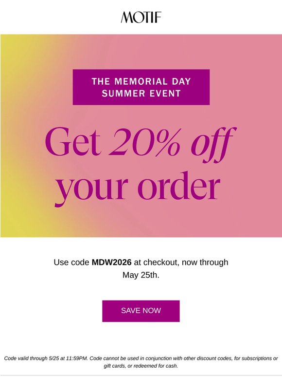 20% off starts NOW