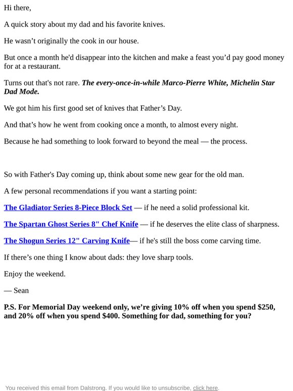 Father’s Day: he’d love a new knife