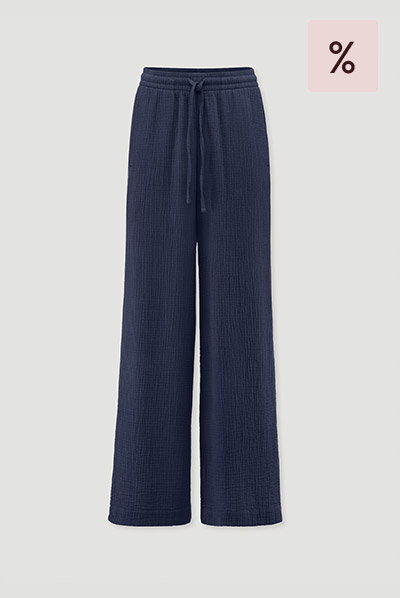 Musselin Hose Wide Leg aus reiner Bio-Baumwolle