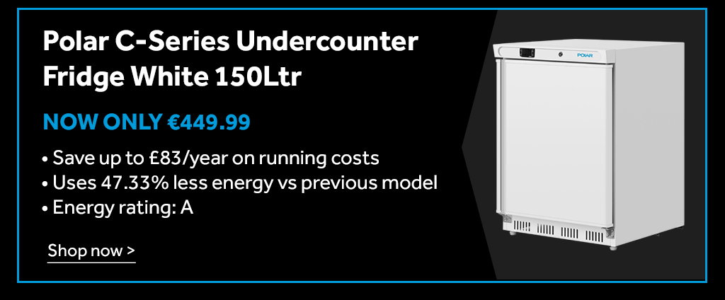Polar C-Series Undercounter Fridge White 150L  Save up to £83/year on running costs  Uses 47.33% less energy vs previous model  Energy rating: A. now only €449.99 