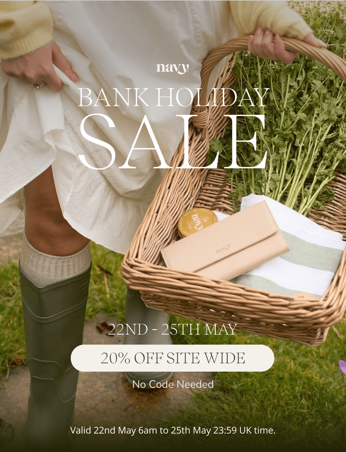 Navy - BANK HOLIDAY SALE - 22ND-25TH May  20% OFF SITE WIDE No code needed - Valid 22nd May 6am to 25th May 23:59 UK time.