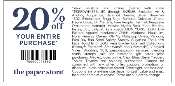 20% off your entire purchase*