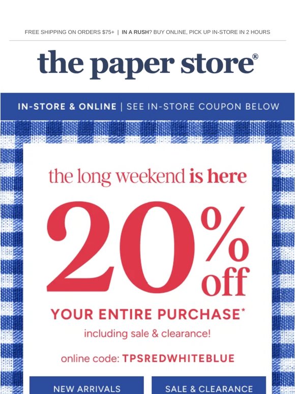 Enjoy 20% off through Memorial Day!