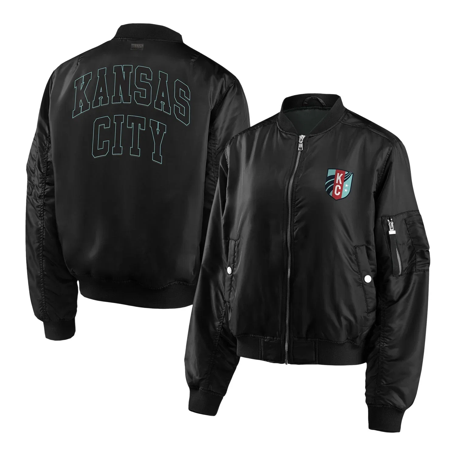 Image of Women's KC Current WEAR Black Bomber Jacket