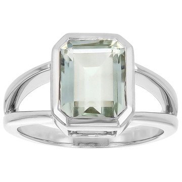 Green Prasiolite Rhodium Over Sterling Silver Ring 1.96ctw