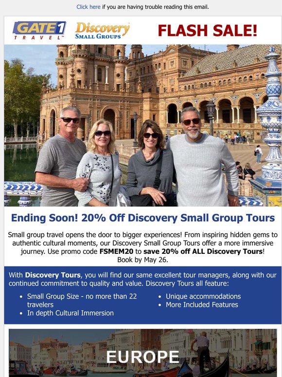 Ending Soon! 20% Off ALL Discovery Tours | Smaller Groups, Bigger Experiences