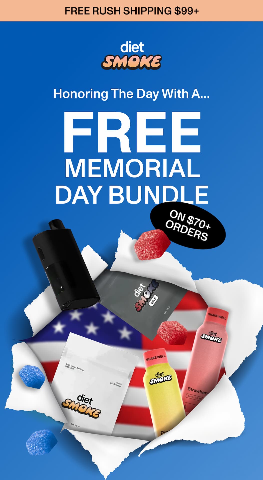 FREE RUSH SHIPPING $99+  Honoring The Day With A…  FREE  Memorial Day Bundle on $70+ orders