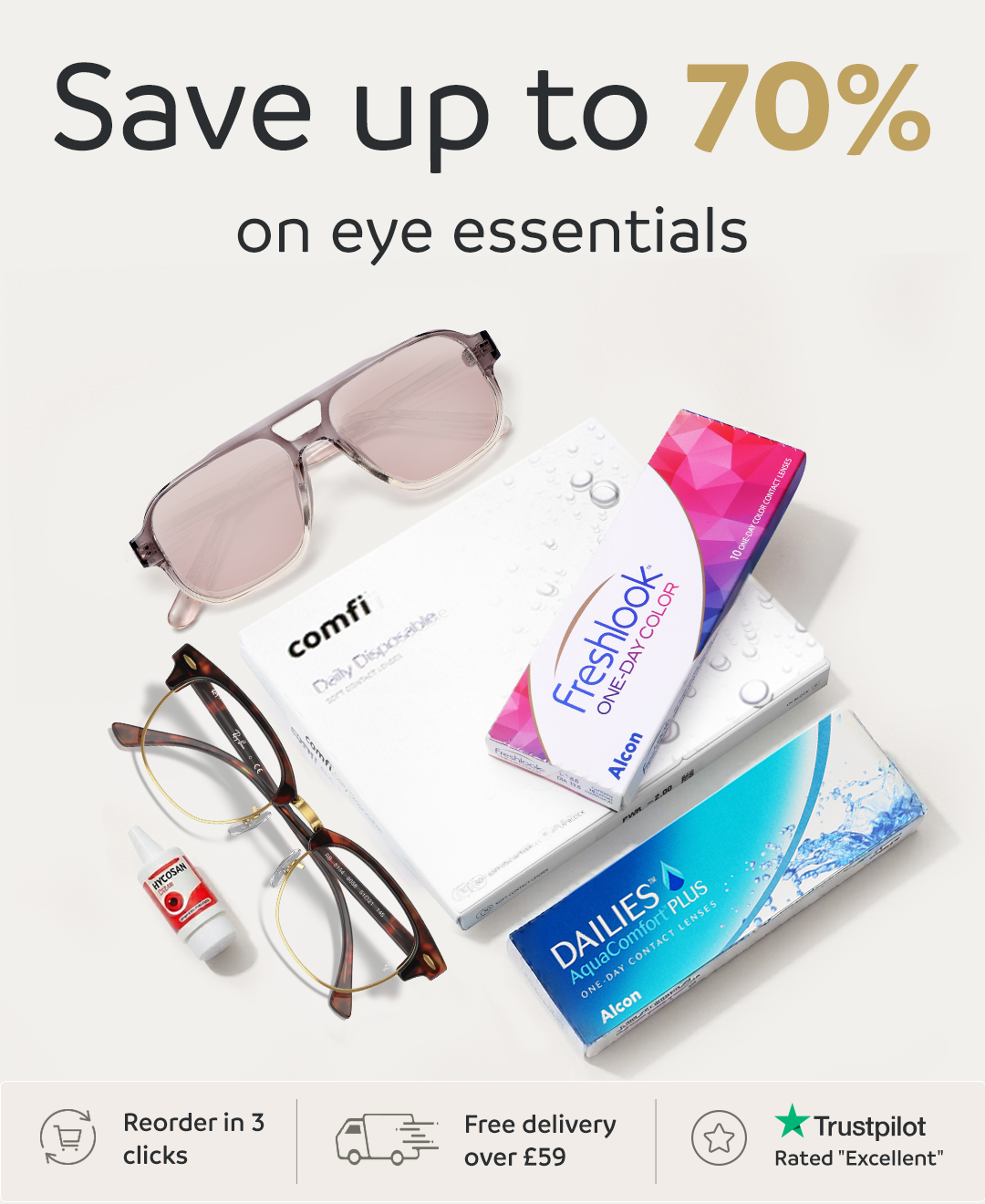 Payday savings on eye essentials | Reorder in 3 clicks | FREE   delivery over £59 | Trustpilot Rated 'Excellent'| Shop Now