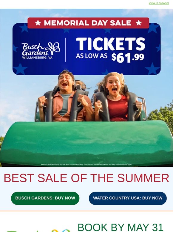 ⭐ Memorial Day Sale ⭐ Tickets as low as $61.99