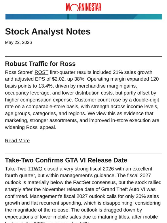 Ross, Take-Two, Copart, Zoom, Workday, Estée Lauder, Deckers