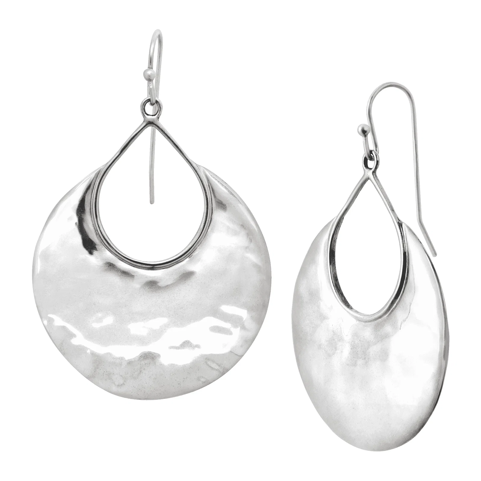 Crescent Drop Earrings, Silver