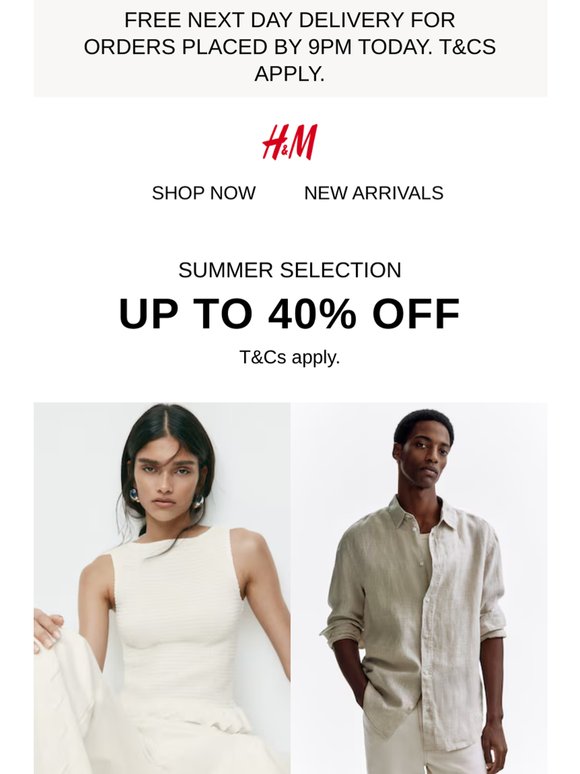 Up to 40% off in-store and online