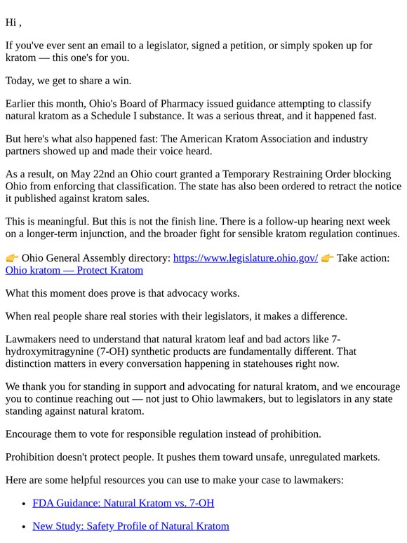 📣 A win for kratom in Ohio — and why it matters