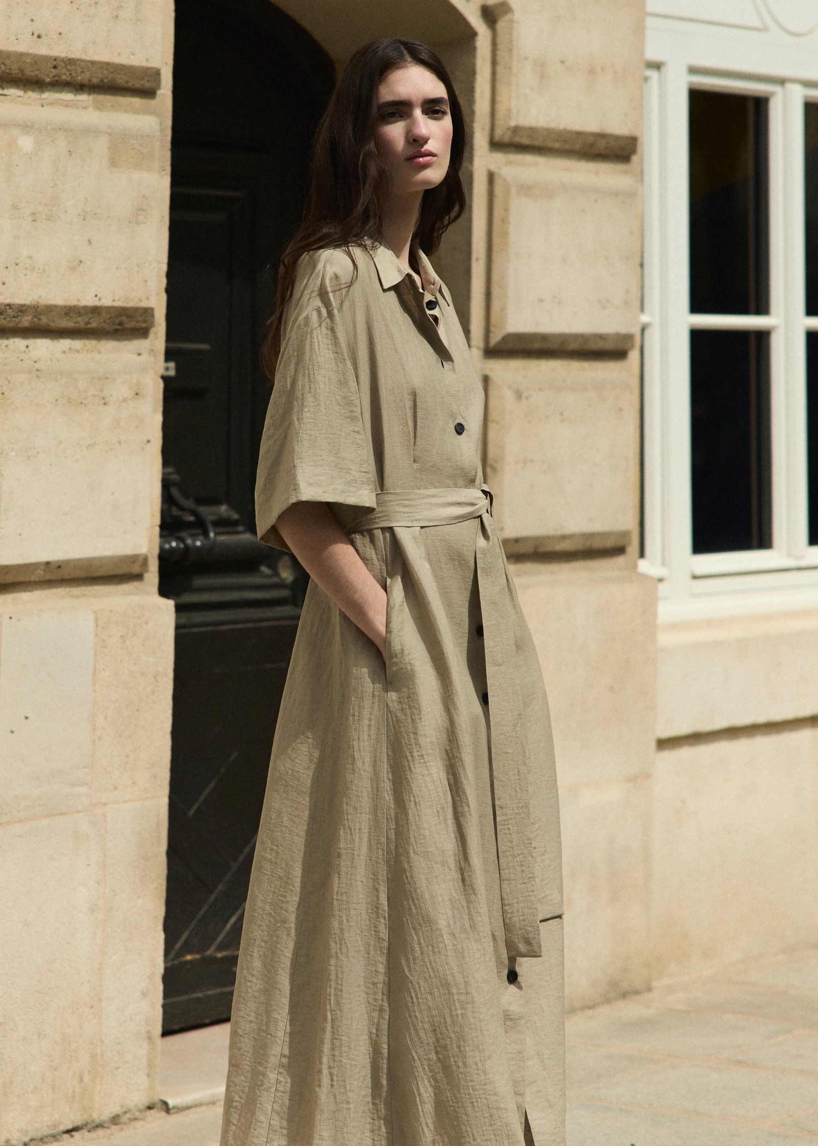 LIGHT LINEN MIX SHIRT DRESS