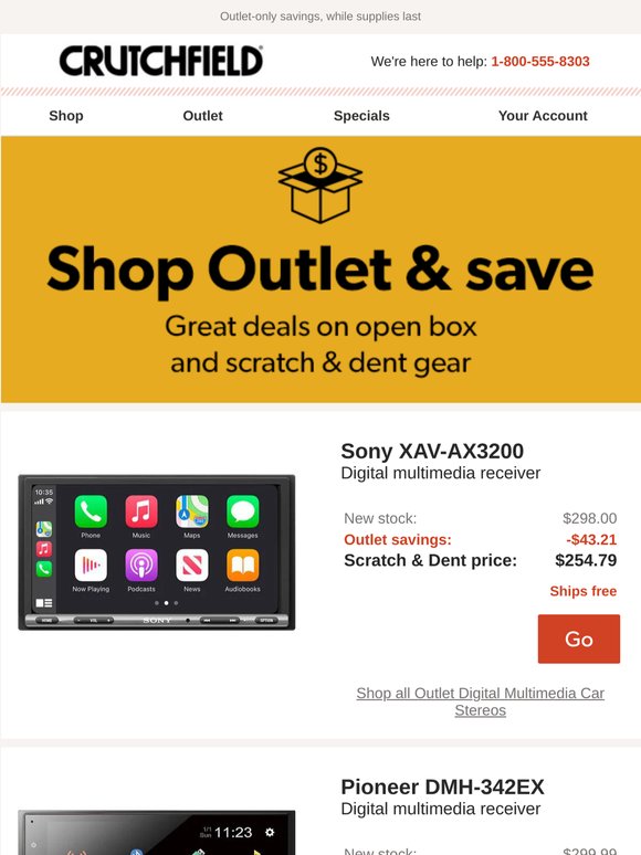 Crutchfield Outlet Savings up to $239