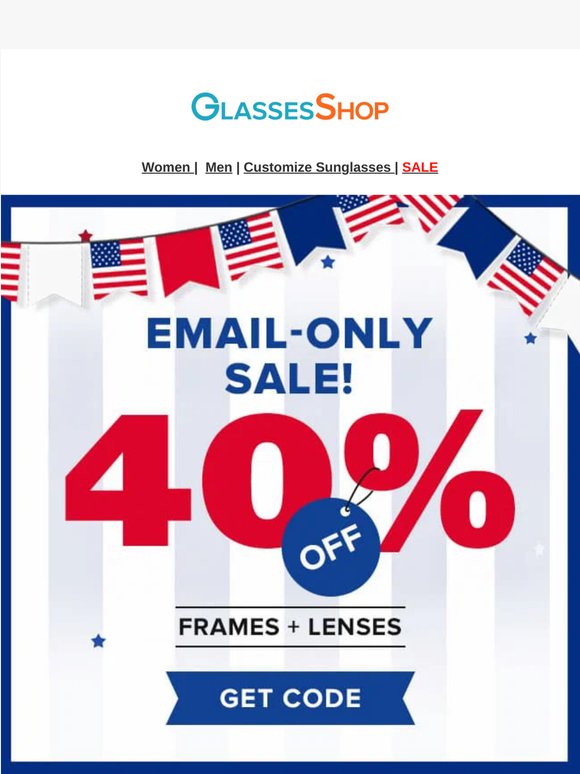 🤩Get ready for the long weekend with 40% off qualifying glasses.