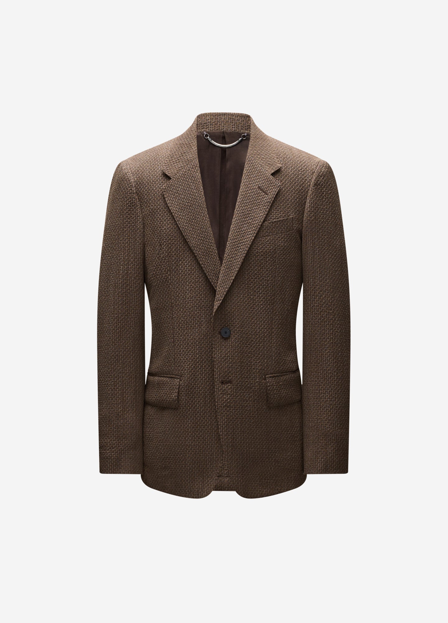 Image of Unstructured Micro Jacquard Wool Blazer Mocha
