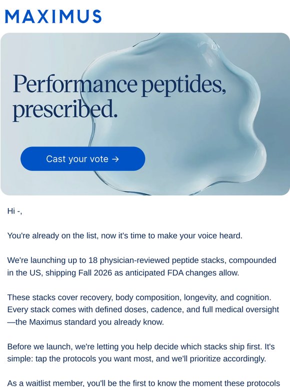 Vote for which peptides you want access to first