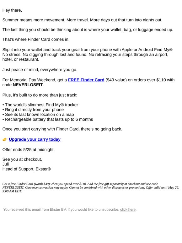 Don’t miss out on your FREE Finder Card