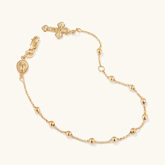Rosary Bead Bracelet in 9kt Yellow Bonded Gold