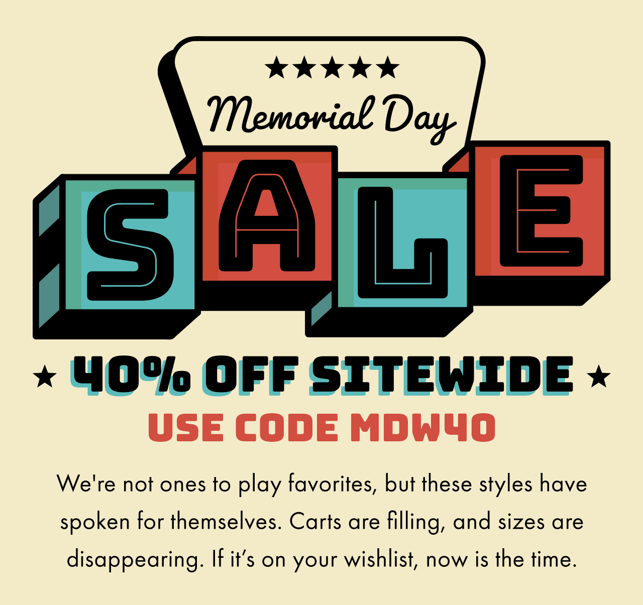 Use code MDW40 for 40% Off Sitewide