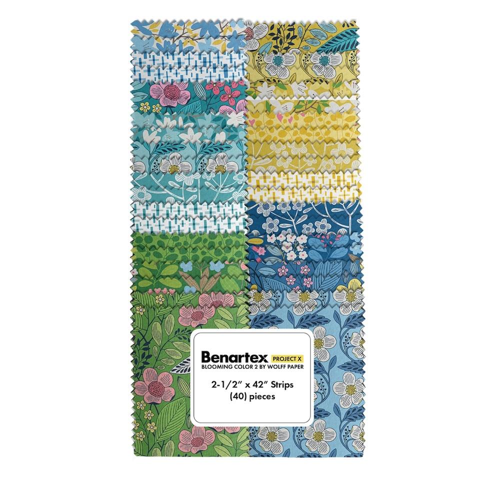 Image of Benartex Fabrics - Blooming Color 2 - 2.5" Strip-pies - 42-Pieces