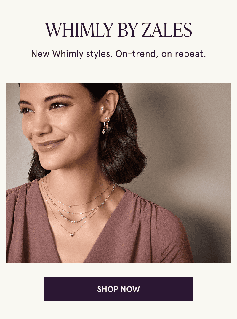 A model wearing gold gemstone jewelry. New Whimly styles. On-trend, on repeat. Click here to shop now