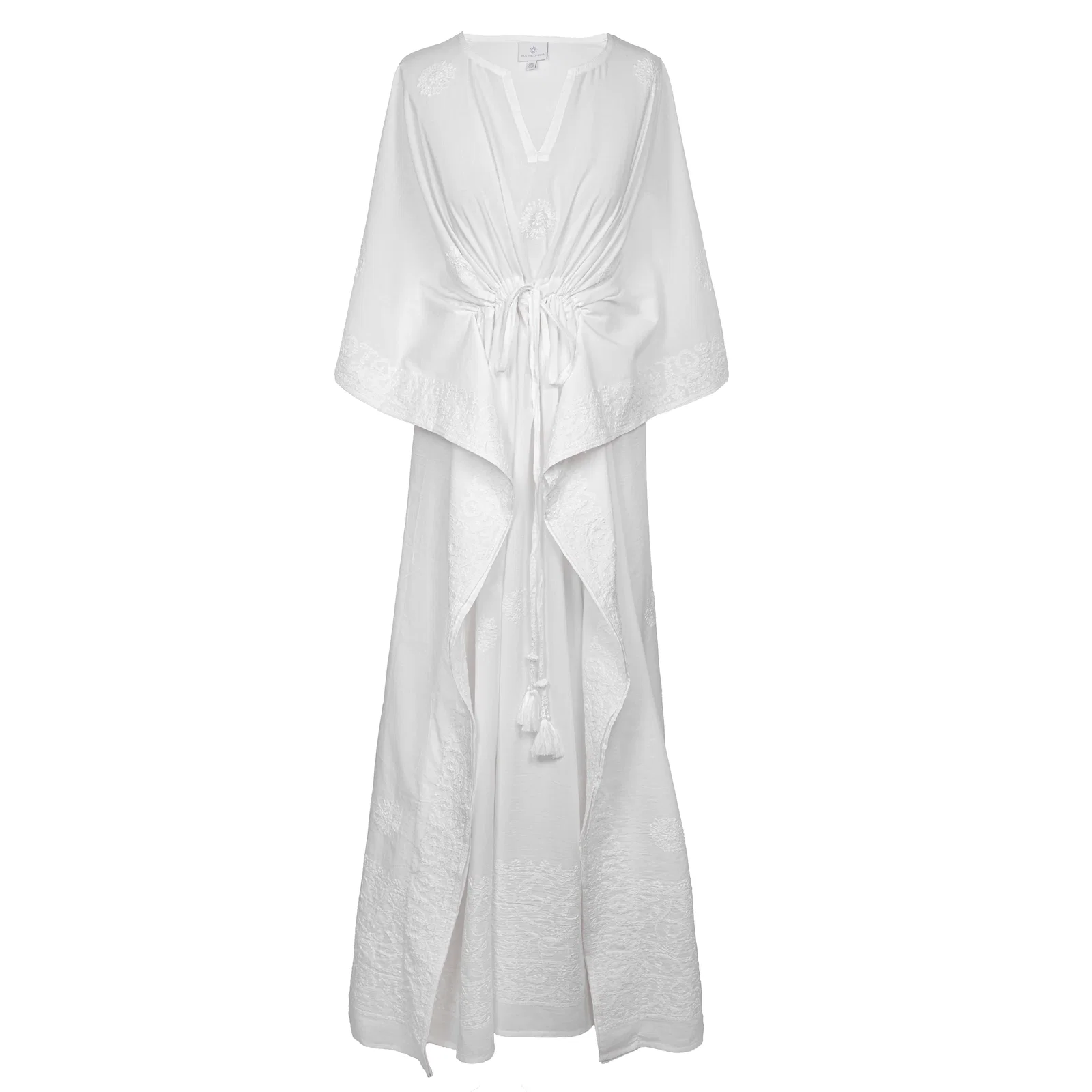 Image of Lucky Lucknow White Embroidered Maxi Kaftan