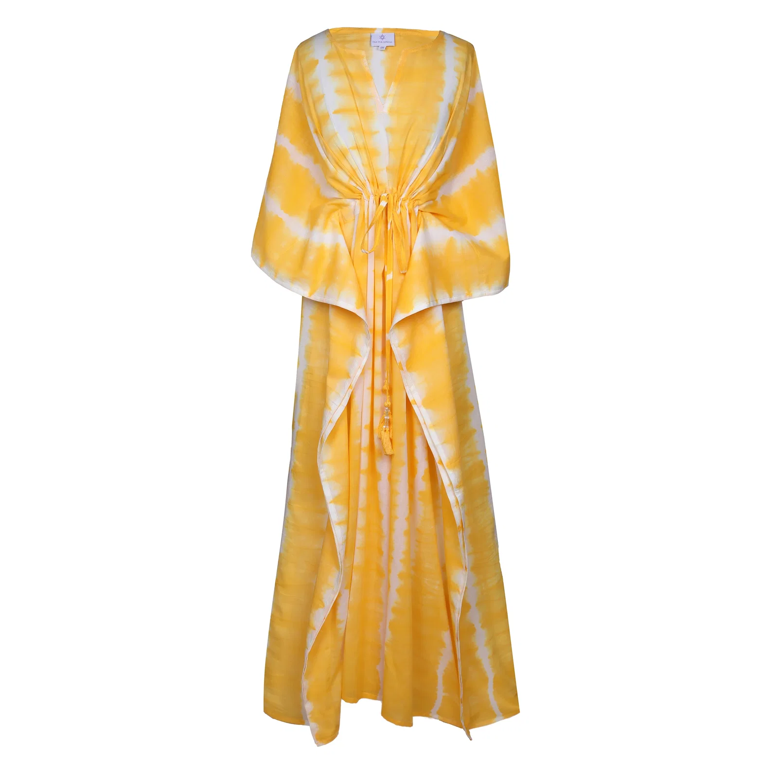 Image of Yellow Shibori Tie-Dye Maxi Kaftan