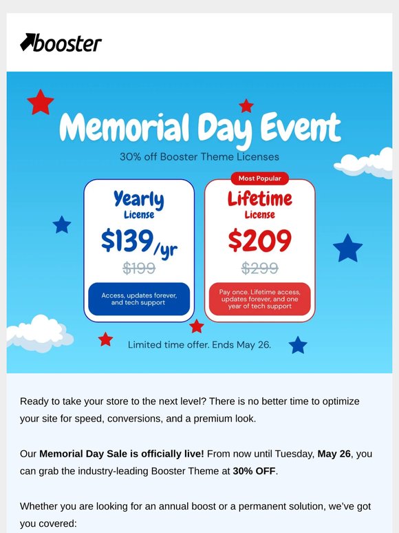 Memorial Day Store Launch Event Starts Now