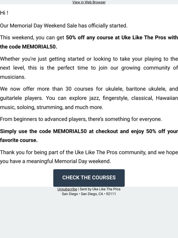 Memorial Day Sale Starts Now – 50% Off All Courses