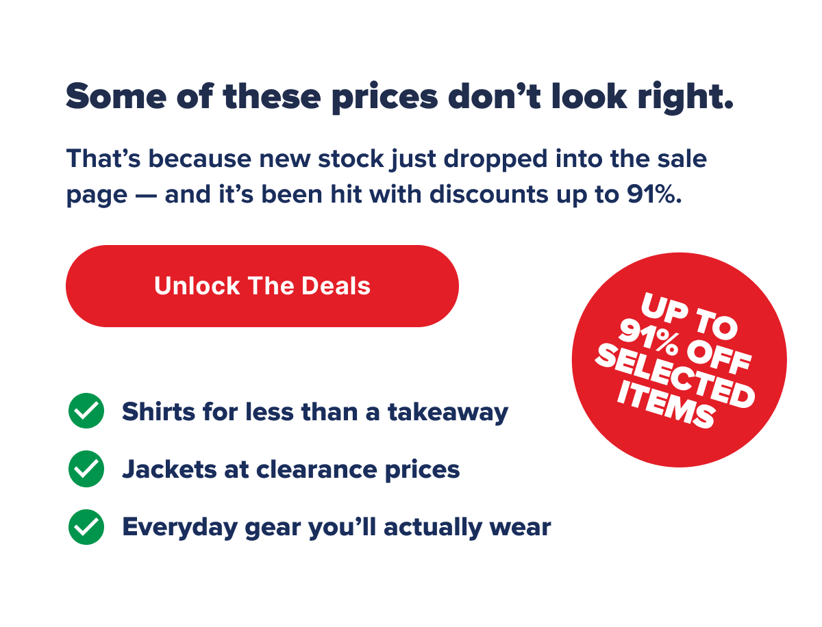 Some of these prices don’t look right. That’s because new stock just dropped into the sale page — and it’s been hit with discounts up to 91%.