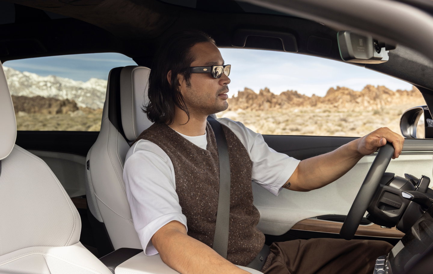 Man driving Lucid Air
