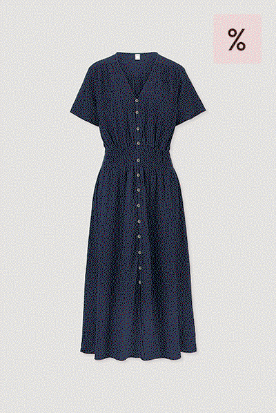 Musselin Kleid mit Taillierung Midi aus reiner Bio-Baumwolle