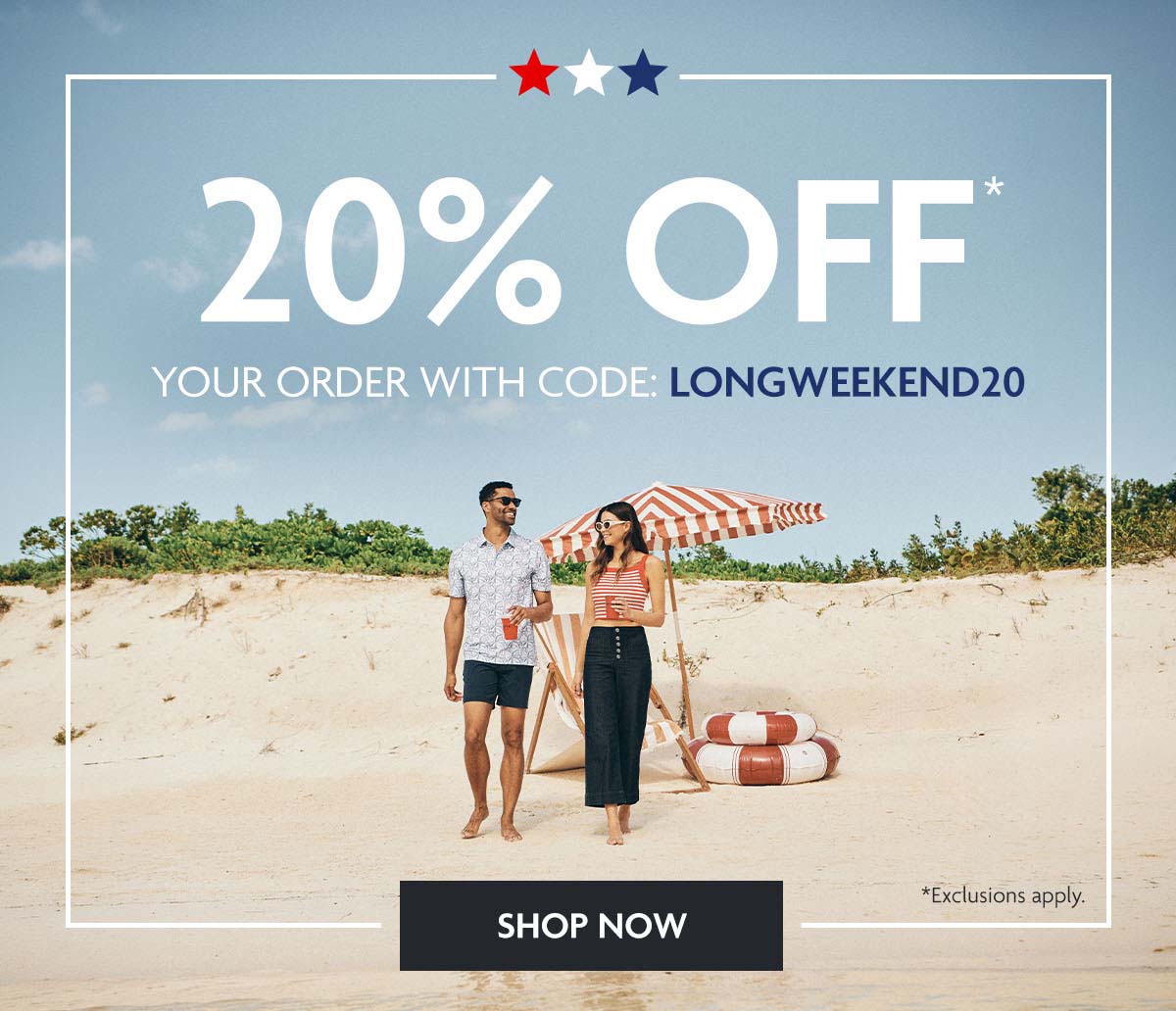 20% off $200+ sitewide with code: LONGWEEKEND20