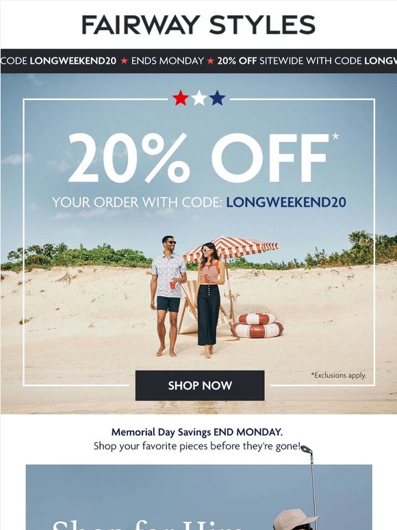 Memorial Day Savings Are Here | 20% OFF SITEWIDE