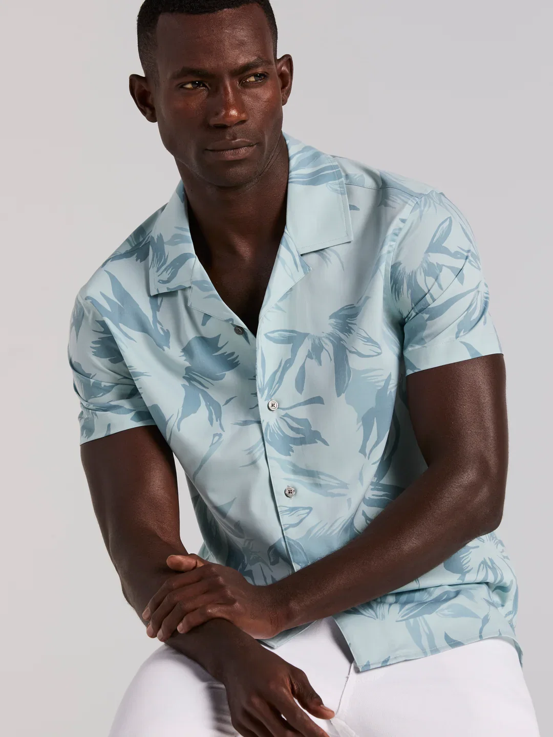 Camp Collar Floral Print Soft Touch Shirt