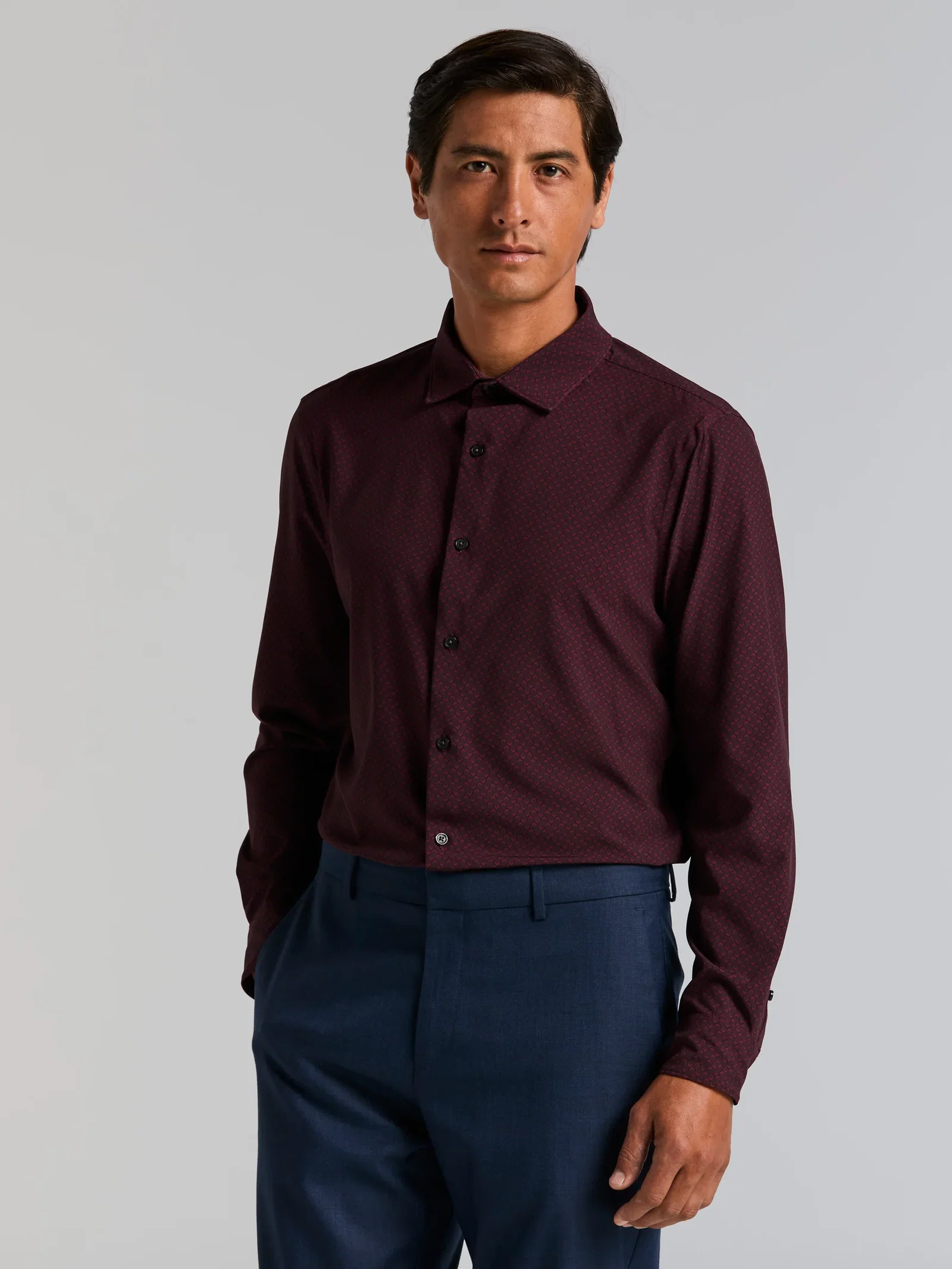Diamond Print Slim Fit Total Stretch Shirt