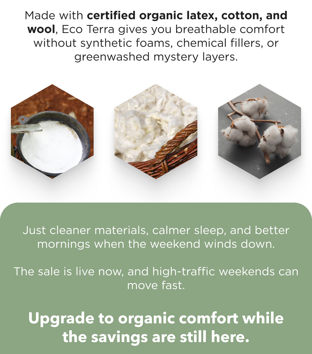 certified organic latex, cotton, and wool