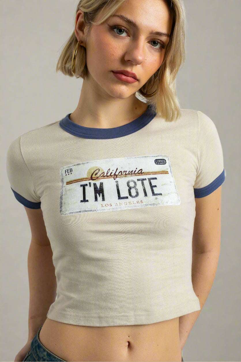 Daisy Street California Licence Plate Ringer Tee
