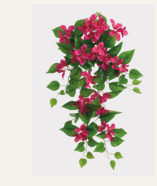 Hot Pink Bougainvillea Fake UV Treated Outdoor Hanging Bush - 32