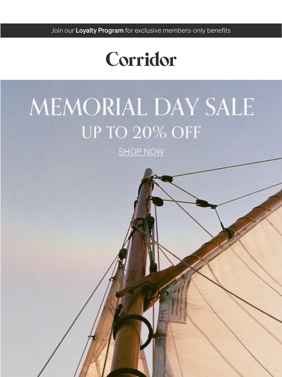 Our Memorial Day Sale continues - up to 20% off