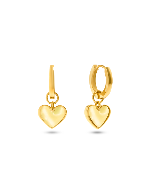 Butter Yellow Quartz Heart Huggie Earrings (Gold)